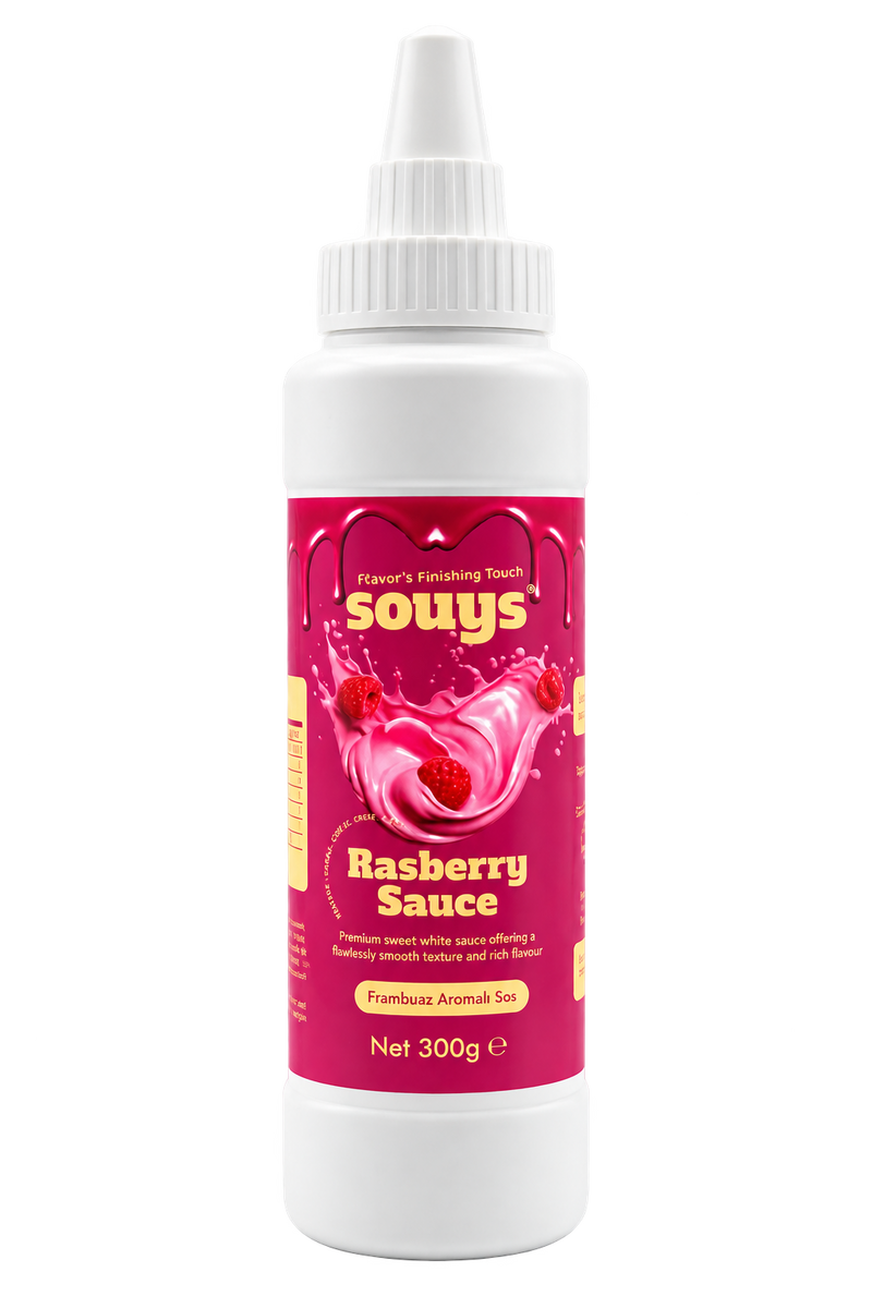 Souys Frambuaz Aromalı Tatlı Sos 300 gr - Waffle & Krep & Pankek & Dondurma & Kahve ve Pasta Sosu