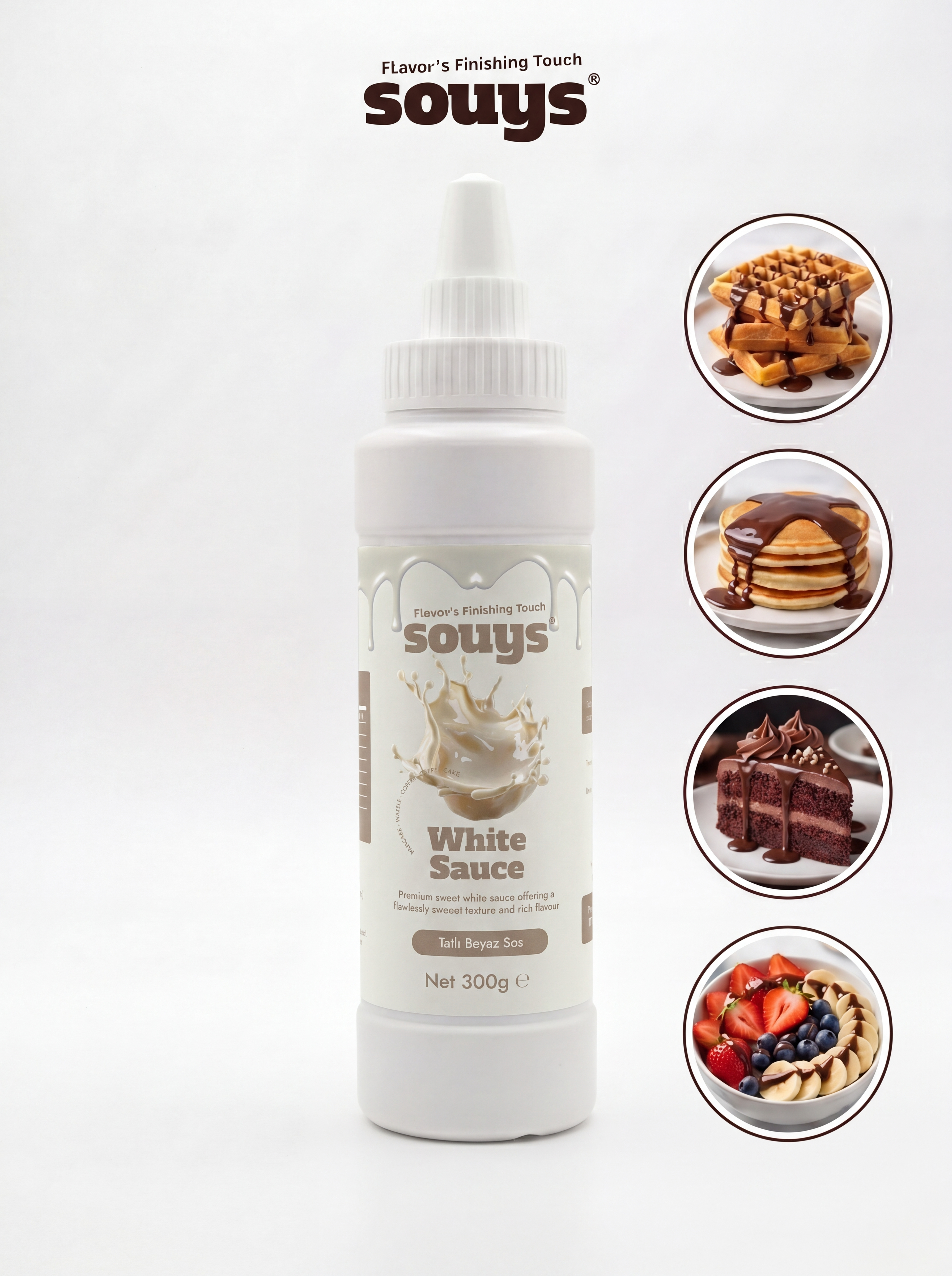 Souys Beyaz Tatlı Sos 300 gr - Waffle & Krep & Pankek & Dondurma & Kahve ve Pasta Sosu