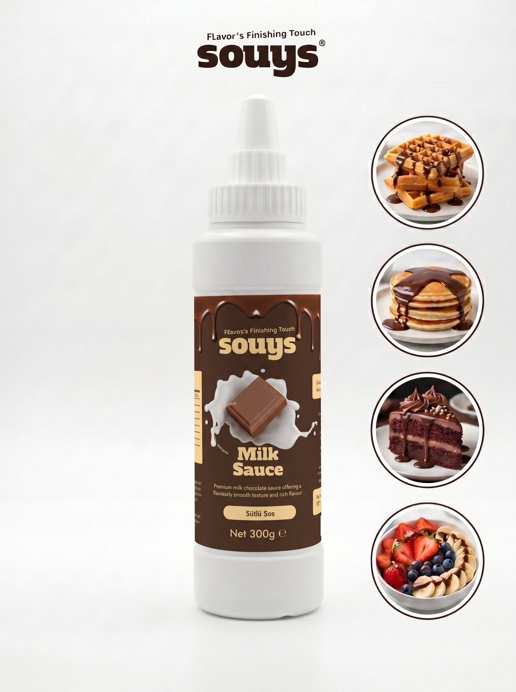 Souys Sütlü Tatlı Sos 300 gr - Waffle & Krep & Pankek & Dondurma & Kahve ve Pasta Sosu
